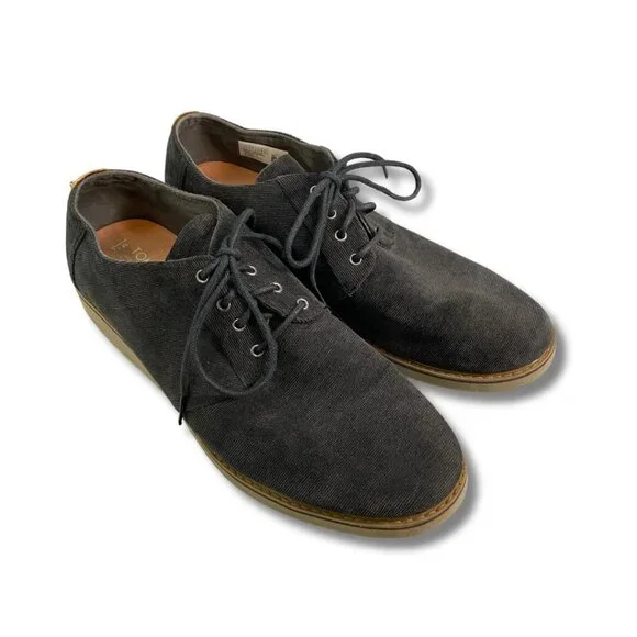 TOMS Men’s Preston Dress Shoes Micro Corduroy Black Lace Up Size 12 GUC - Picture 2 of 8